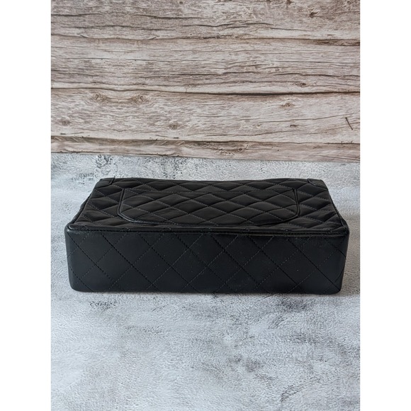 RARE Vintage Chanel Paris Limited 26cm Double Flap Two-Tone CC Black Lambskin - Picture 7 of 16